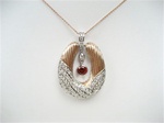 Silver Pendant (Rose Gold Plated) W/ White and Garnet CZ