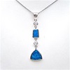 Silver Pendant with Inlay Created Opal & White CZ