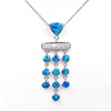 Silver Pendant with Inlay Created Opal & White CZ