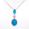 Silver Pendant with Inlay Created Opal & White CZ