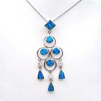 Silver Pendant with Inlay Created Opal & White CZ