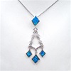 Silver Pendant with Inlay Created Opal & White CZ