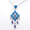 Sliver Pendant with Created Opal, Wht & Tanzanite CZ