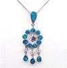 Sliver Pendant with Created Opal, Wht & Tanzanite CZ