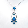 Silver Pendant with Inlay Created Opal & White CZ