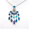 Sliver Pendant with Created Opal, Wht & Tanzanite CZ