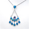 Sliver Pendant with Created Opal, Wht & Tanzanite CZ