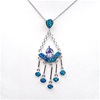 Sliver Pendant with Created Opal, Wht & Tanzanite CZ