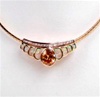 Silver Pendant (Rose Gold Plated) w/ Inlay Created Opal & Champagne CZ