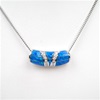 Silver Pendant with Inlay Created Opal & White CZ