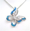 Silver Pendant with Inlay Opal and White CZ