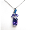 Silver Pendant with Created Opal & Tanzanite CZ