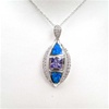 Sliver Pendant W/ Created Opal & Tanzanite CZ