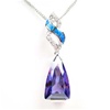 Silver Pendant with Inlay Created Opal, White and Tanzanite CZ