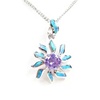 Silver Pendant with Created Opal & Tanzanite CZ