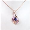 Silver Pendant (Rose Gold Plated) with Inlay Created Opal, White & Tanzanite CZ