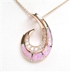 Silver Pendant (Rose Gold Plated) with Inlay Created Opal & White CZ