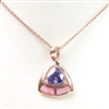 Silver Pendant (Rose Gold Plated) with Inlay Created Opal, White & Tanzanite CZ