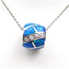 Silver Pendant with Inlay Created Opal & White CZ