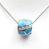 Silver Pendant with Inlay Created Opal & White CZ