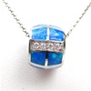 Silver Pendant with Inlay Created Opal & White CZ