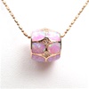 Silver Pendant (Rose Gold Plated) with Inlay Created Opal & White CZ