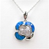 Silver Pendant w/ Inlay Created Opal & White CZ