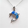 Silver Pendant w/ Inlay Created Opal (Dolphin)