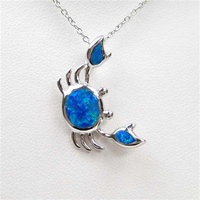 Silver Pendant w/ Inlay Created Opal (Crab)