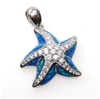 Silver Pendant with Inlay Created Opal and White CZ (Starfish)