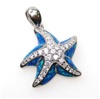 Silver Pendant with Inlay Created Opal and White CZ - Starfish