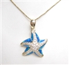 Silver Pendant (Gold Plated) with Inlay Created Opal and White CZ