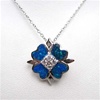 Silver Pendant w/ Inlay Created Opal & White CZ