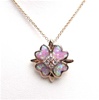 Silver Pendant (Rose Gold Plated) with Inlay Created Opal & White CZ