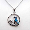 Silver Pendant with Inlay Created Opal & White CZ