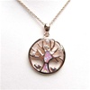 Silver Pendant (Rose Gold Plated) with Inlay Created Opal & White CZ