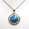 Silver Pendant with Inlay Created Opal and Tanzanite CZ