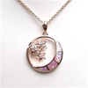 Silver Pendant (Rose Gold Plated) with Inlay Created Opal & White CZ