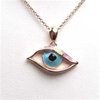 Silver Pendant (Rose Gold Plated) with Inlay Created Opal, Light Blue & Black Enamel