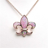 Silver Pendant (Rose Gold Plated) with Inlay Created Opal