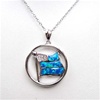 Silver Pendant with Inlay Created Opal and White CZ