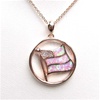 Silver Pendant with Inlay Created Opal and White CZ