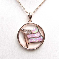 Silver Pendant with Inlay Created Opal and White CZ