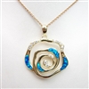 Silver Pendant  (Gold Plated) with Inlay Created Opal & White CZ