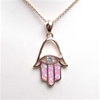 Silver Pendant (Rose Gold Plated) with Inlay Created Opal & White CZ