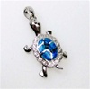 Silver Pendant w/ Inlay Created Opal & White CZ   (Turtle)