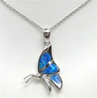 Silver Pendant with Inlay Opal and White CZ