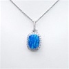 Silver Pendant with Inlay Created Opal & White CZ