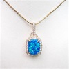 Silver Pendant  (Gold Plated) with Inlay Created Opal & White CZ