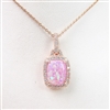 Silver Pendant (Rose Gold Plated) with Inlay Created Opal & White CZ